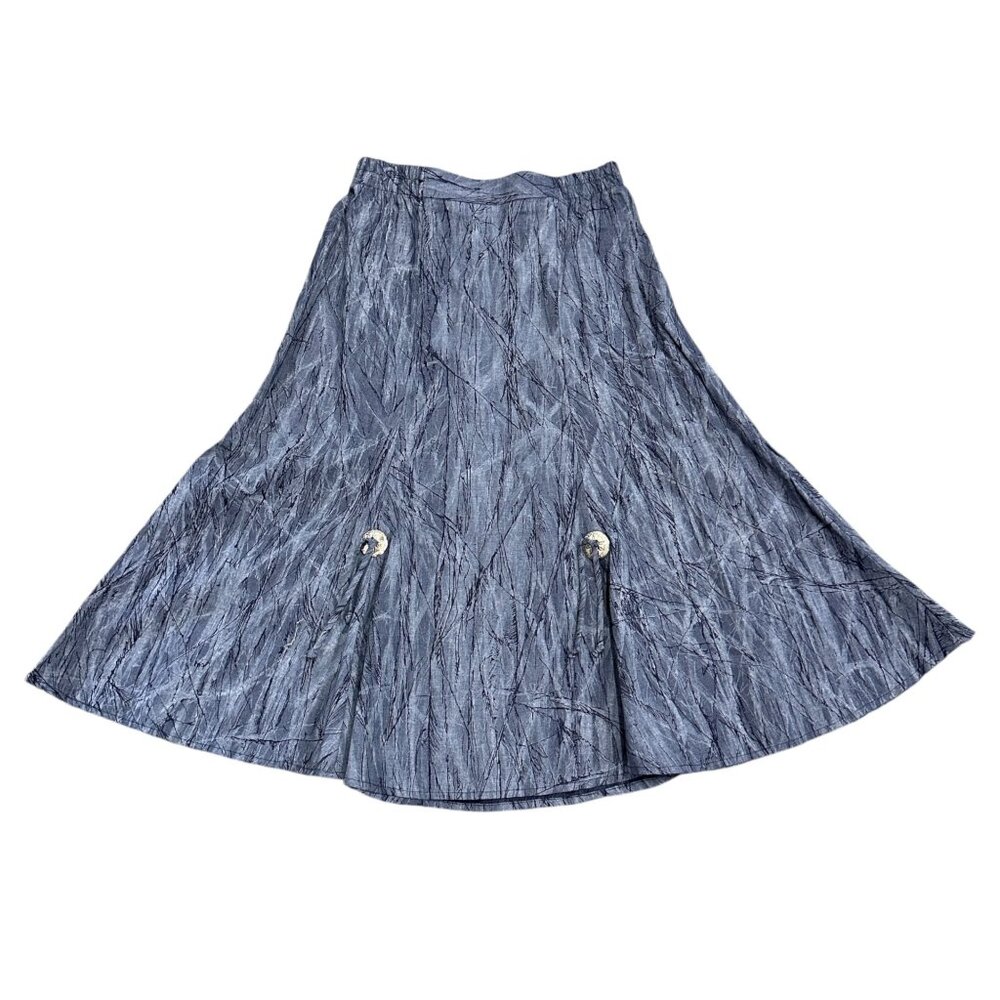 Vintage Wildfire Western Wear Skirt USA Womens M Blue Elastic Rodeo Show Country